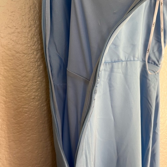 NWOT Formal Invitation Light Blue Satin Cowl Neck Maxi Dress - Picture 5 of 7